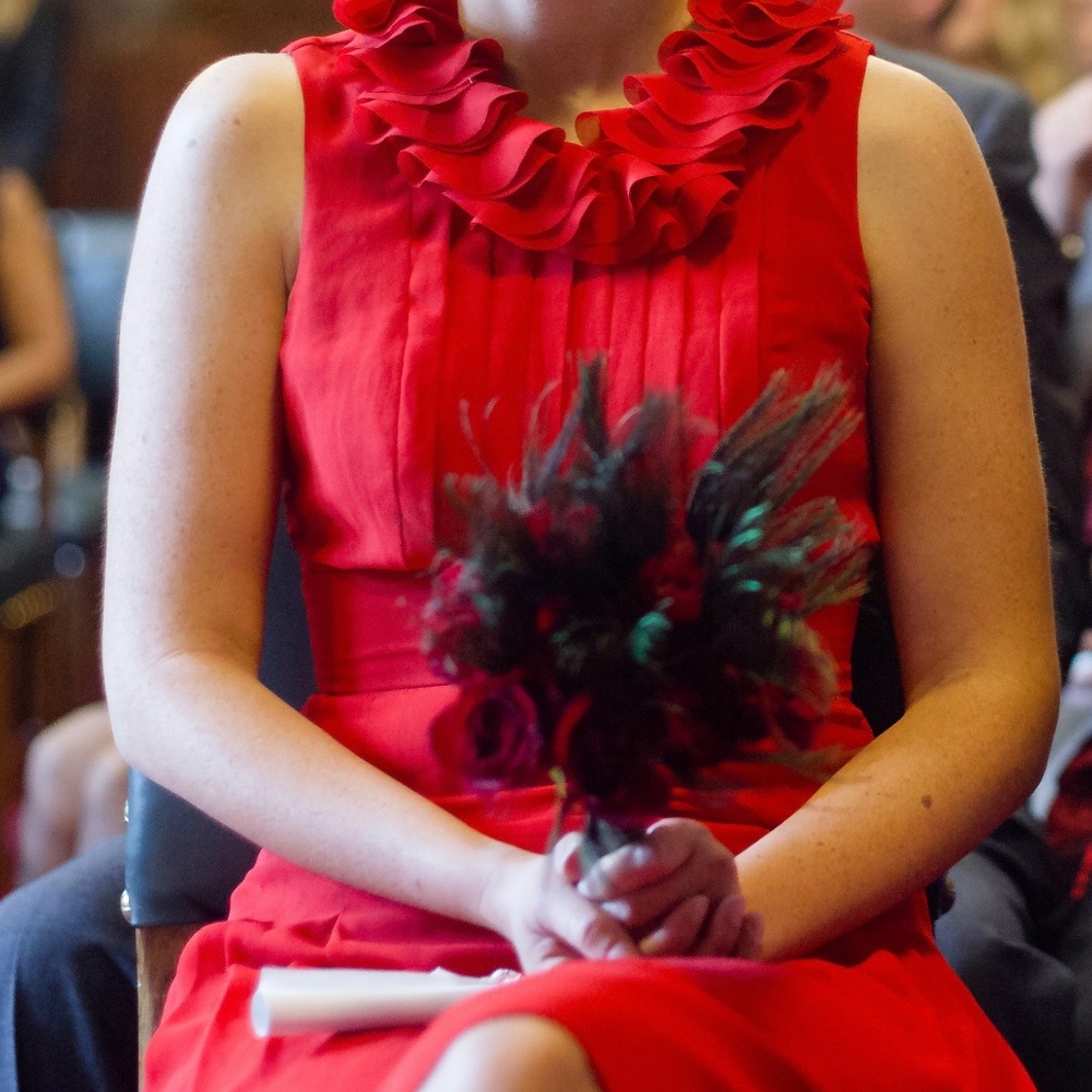 ModCloth Ruby Belle Party or Bridesmaid Dress Red Ruffle Size 4